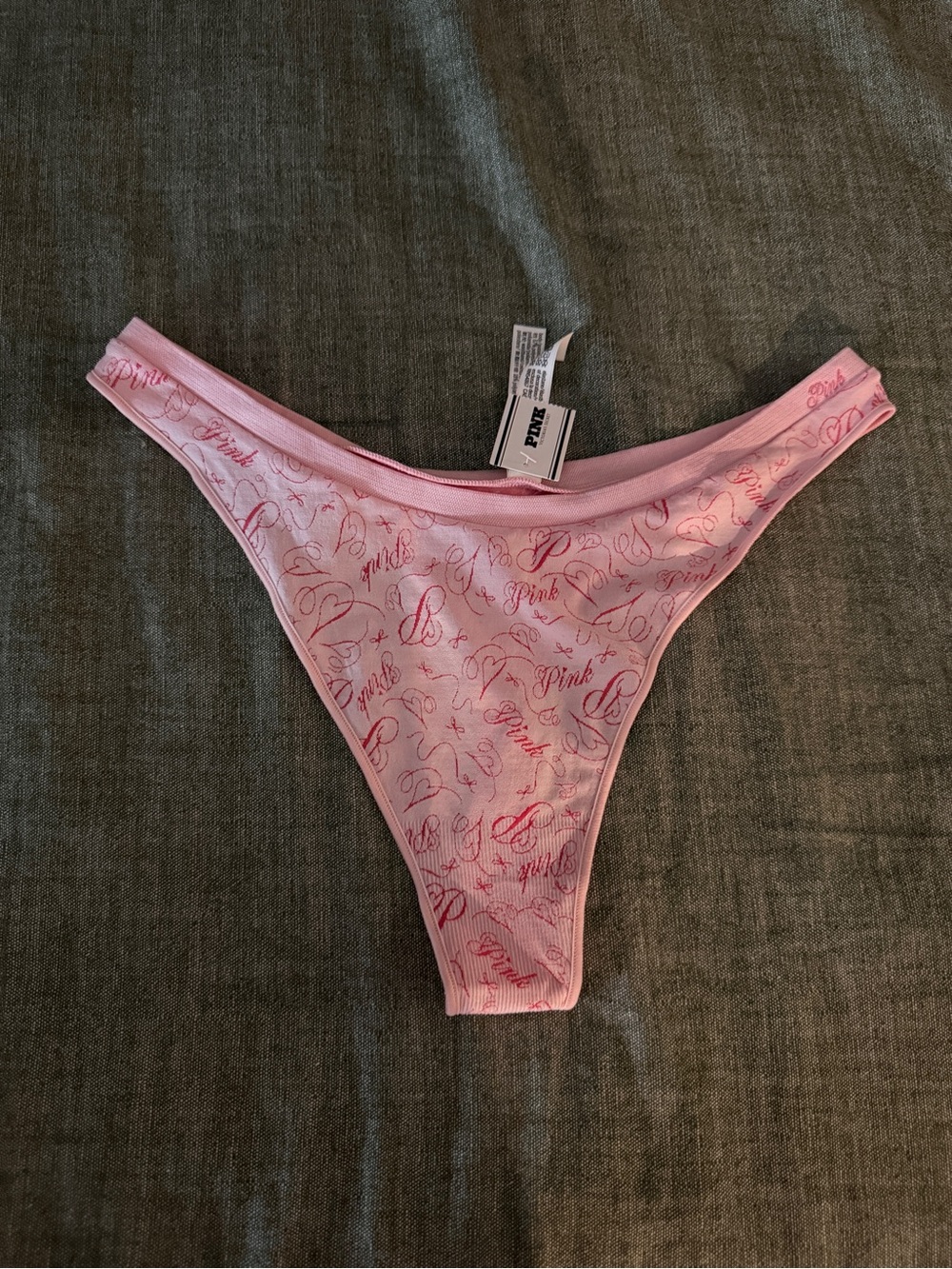 Pink Logo-Print Thong Bikini Bottom - PINK Victoria's Secret
